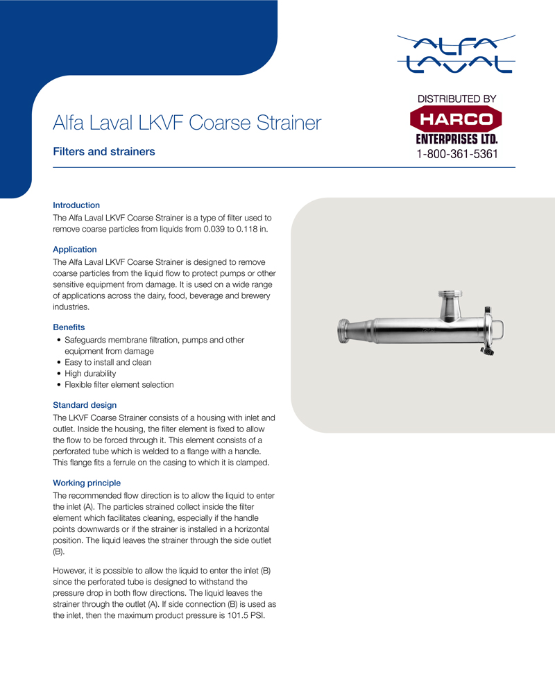 Alfa Laval LKVF Coarse Strainer